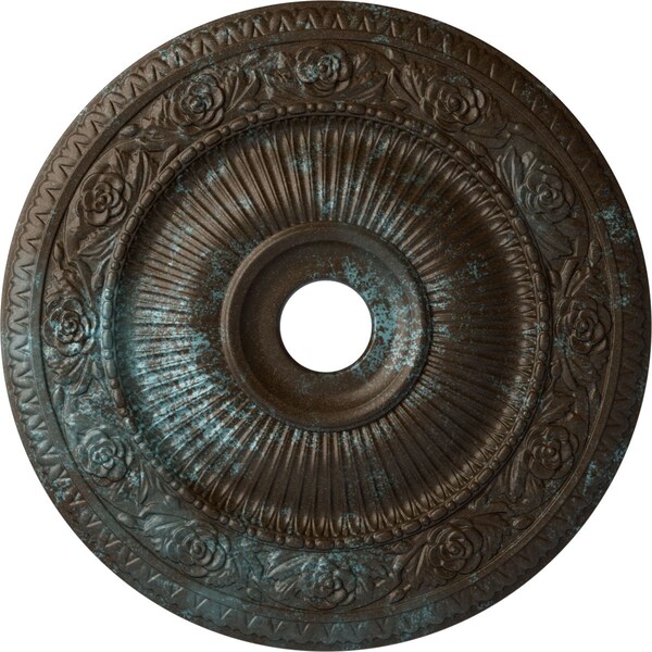 Ekena Millwork Logan Ceiling Medallion (Fits Canopies up to 6 1/8"), 24 1/4"OD x 3 7/8"ID x 2"P, Bronze Blue Patina CM24LO1BBS - main